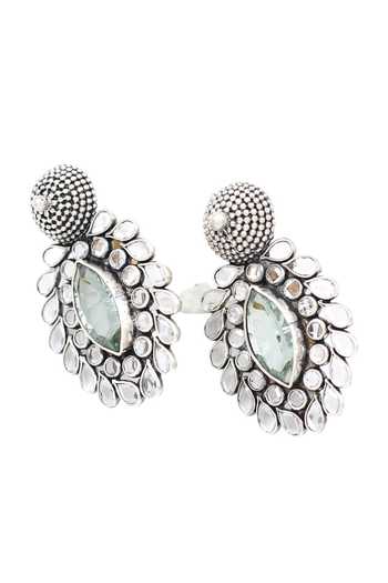 Buy Sangeeta Boochra Green Stones Tear Drop Shaped Earrings Online at Aza Fashions Buy_Sangeeta Boochra_Green Stones Tear Drop Shaped Earrings _Online_at_Aza_Fashions