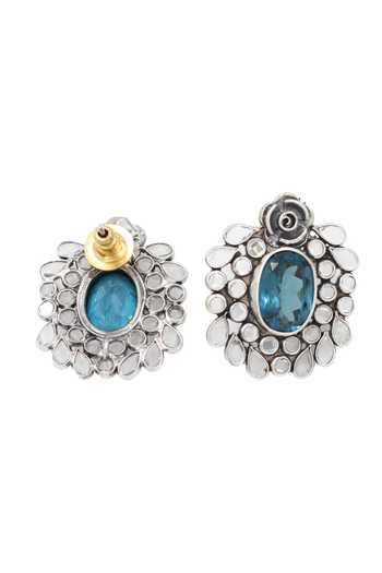 Shop Sangeeta Boochra Blue Stones Hydro Studded Earrings at Aza Fashions Shop_Sangeeta Boochra_Blue Stones Hydro Studded Earrings _at_Aza_Fashions