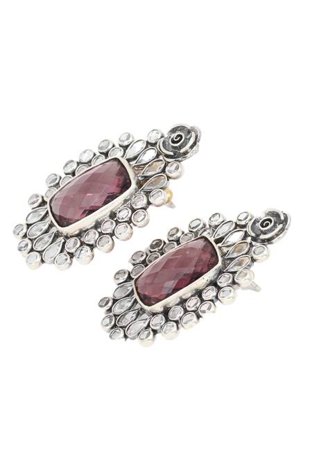 Sangeeta Boochra_Pink Stones Studded Earrings _Online_at_Aza_Fashions