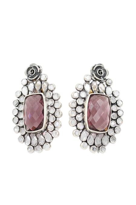 Buy_Sangeeta Boochra_Pink Stones Studded Earrings _Online_at_Aza_Fashions