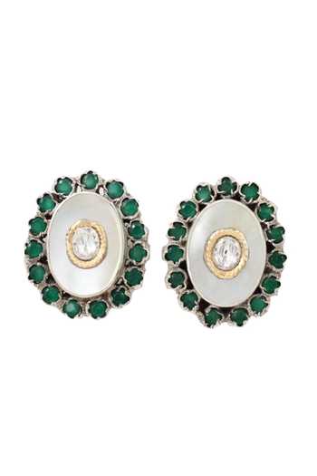 Buy Sangeeta Boochra Green Stones Hydro Embellished Stud Earrings Online at Aza Fashions Buy_Sangeeta Boochra_Green Stones Hydro Embellished Stud Earrings _Online_at_Aza_Fashions
