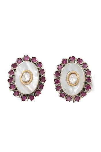 Buy Sangeeta Boochra Purple Stones Oval Shaped Earrings Online at Aza Fashions Buy_Sangeeta Boochra_Purple Stones Oval Shaped Earrings _Online_at_Aza_Fashions