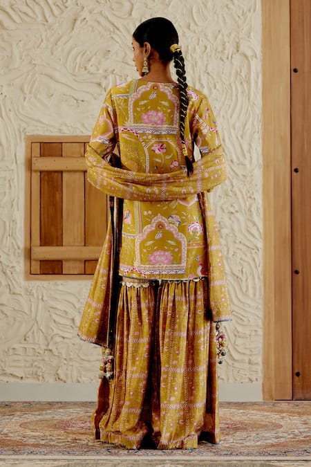 Sage Saga Sarson Floral Print Kurta Sharara Set 