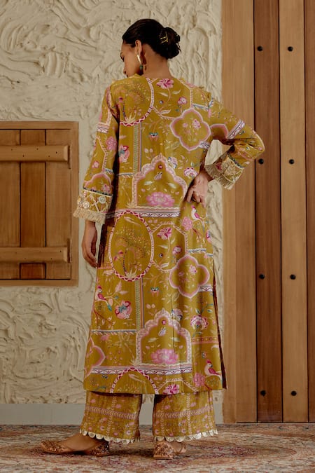 Sage Saga Sarson Floral Print Kurta Palazzo Set 