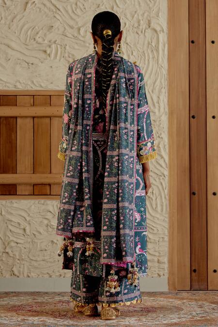 Sage Saga Morni Floral Print Kurta Palazzo Set 