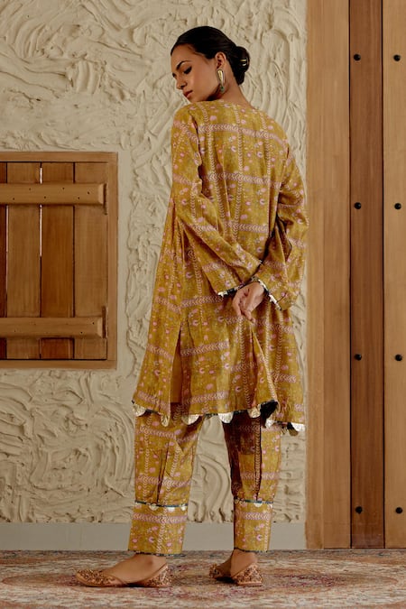 Sage Saga Sarson Floral Tile Print Kurta With Salwar 