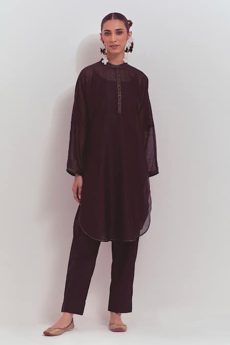 SHIKHA MALIK Plain Curved Hem Kurta 