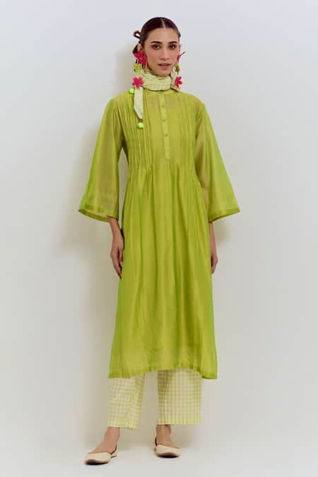 SHIKHA MALIK Pintuck Bodice Kurta With Pant 