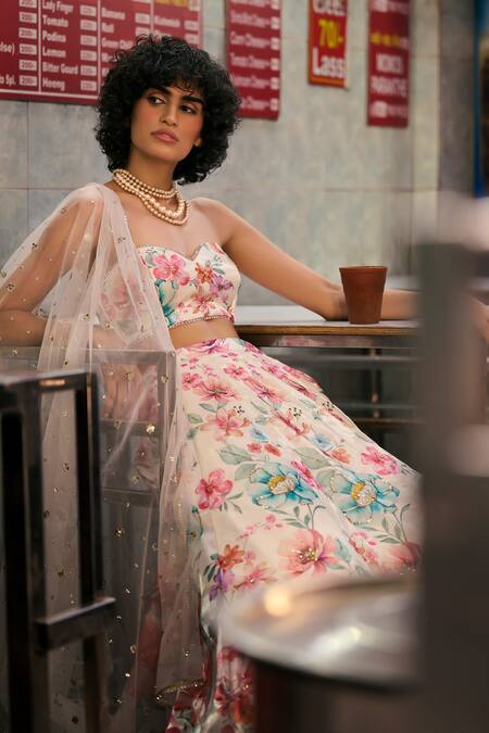 Lashkaraa_Off White Crepe, Chiffon Sequins, Zari Floral Phoolista Embellished Lehenga Set_Online_at_Aza_Fashions
