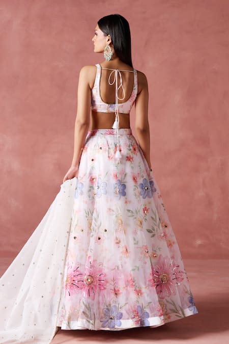 Lashkaraa Floral Print & Embellished Lehenga Set 