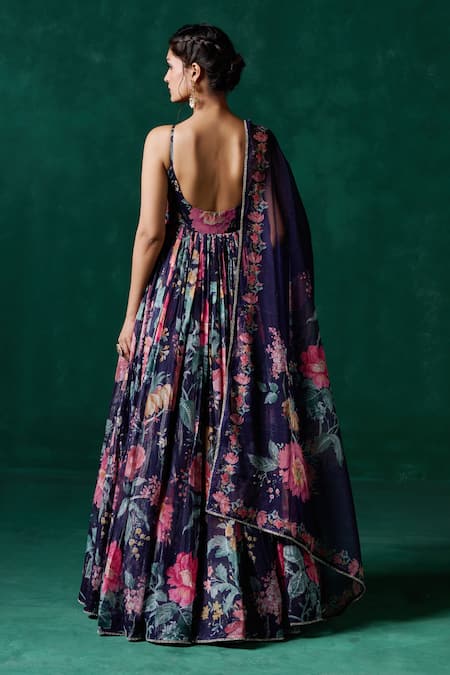 Lashkaraa Floral Zari Embroidered Anarkali Set 