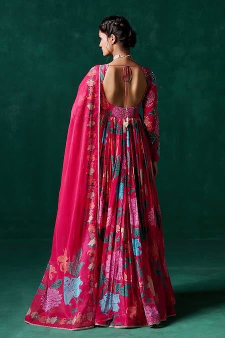 Lashkaraa Floral Zari Embroidered Anarkali Set 