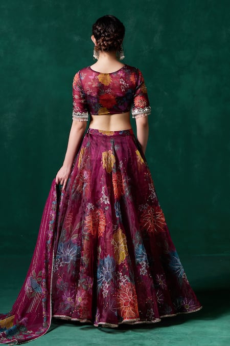 Lashkaraa Floral Zari Embroidered Kalidar Lehenga Set 