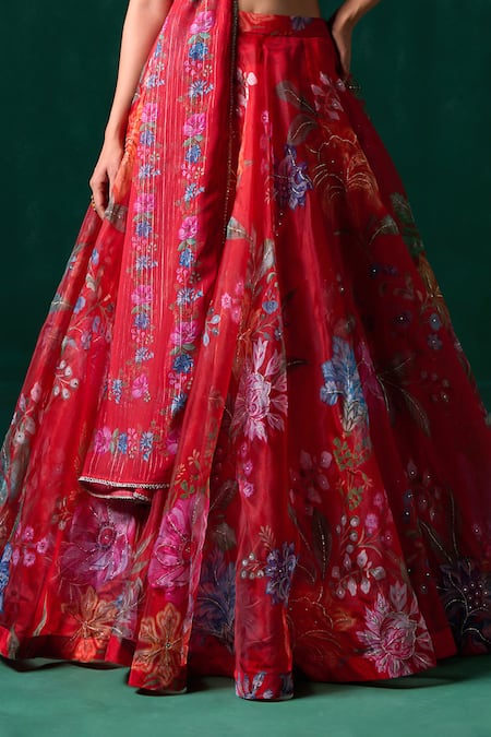 Buy Lashkaraa Red Georgette Sequins, Stones, Embroidery, Lace, Floral Zari Lehenga Set Online at Aza Fashions Buy_Lashkaraa_Red Georgette Sequins, Stones, Embroidery, Lace, Floral Zari Lehenga Set _Online_at_Aza_Fashions