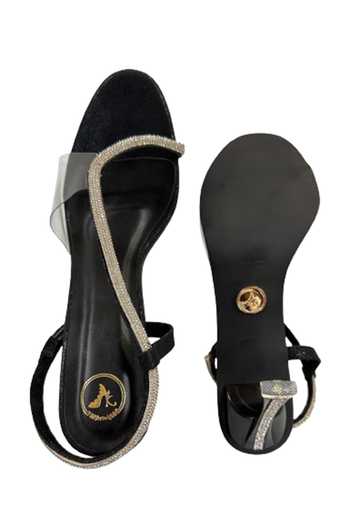 Sana K luxurious Footwear_Black Diamonds Strap Embellished Heels _Online_at_Aza_Fashions