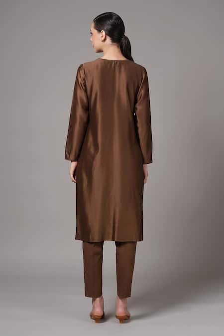 Joy Mitra Chanderi Floral Blossom Embroidered Kurta With Pant 