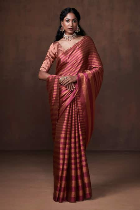 Dressfolk Pure Handloom Saree With Unstitched Blouse Piece 