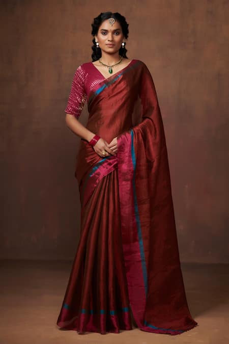 Dressfolk Handloom Saree With Unstitched Blouse Piece 