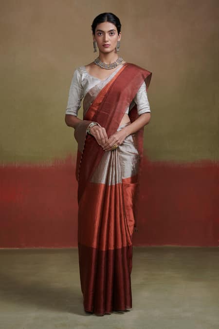 Dressfolk Mirza Handwoven Zari Work Saree With Unstitched Blouse Piece 