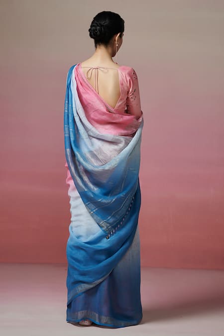 Dressfolk Pastel Pink Handwoven Saree with Running Blouse 