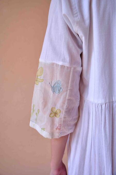 OurDve White Cotton Embroidery Collared Charlotte Panel Tiered Dress Online at Aza Fashions OurDve_White Cotton Embroidery Collared Charlotte Panel Tiered Dress _Online_at_Aza_Fashions