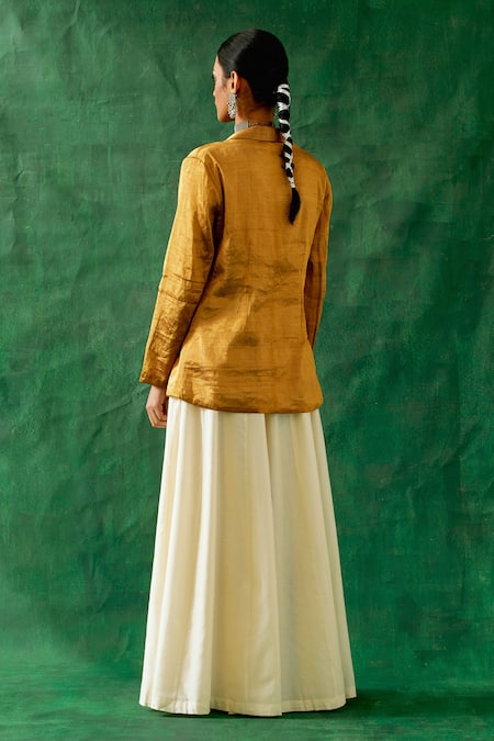 Vinusto Handwoven Zari Silk Jacket Palazzo Set