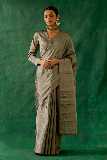 Vinusto Handcrafted Zari Silk Saree With Blouse 