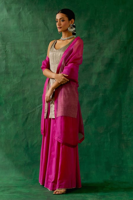 Vinusto Zari Silk Kurta Sharara Set 