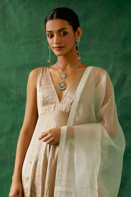 Vinusto Handwoven Zari Silk Anarkali Churidar Set 