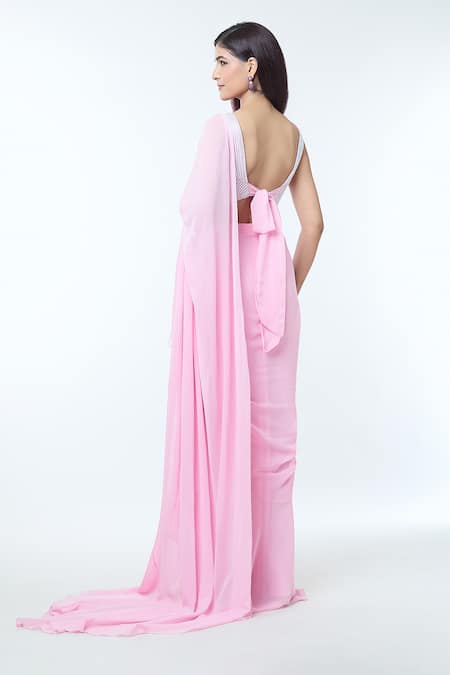 Vivek Patel Ruffle Detailed Pre-Draped Saree With Blouse 