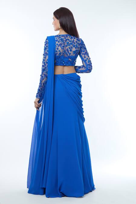 Vivek Patel Embellished Blouse With Lehenga Saree 