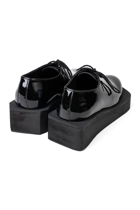 Shop_Jeetinder Sandhu_Black Leather Mismatched Shoes _Online_at_Aza_Fashions