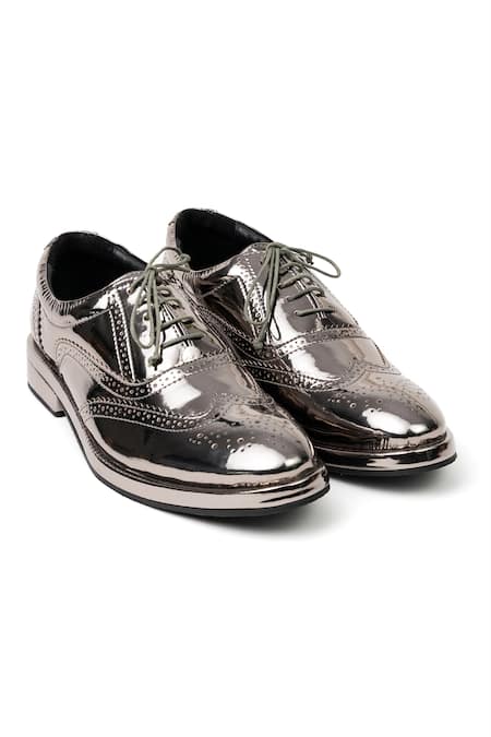 Jeetinder Sandhu Rexine Brogue Cutwork Pattern Shoes 