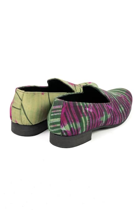 Jeetinder Sandhu Green Upcycled Vintage Printed Loafers  3