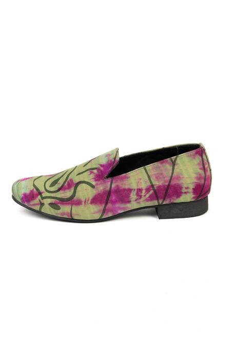 Jeetinder Sandhu Green Upcycled Vintage Printed Loafers  5