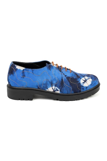 Jeetinder Sandhu Blue Tie-Dye Print Lace Tie-Up Shoes 