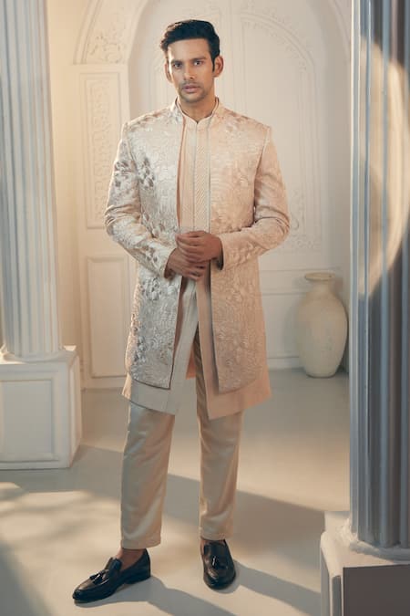 Alaya Advani Self Floral Embroidered Sherwani Pant Set 