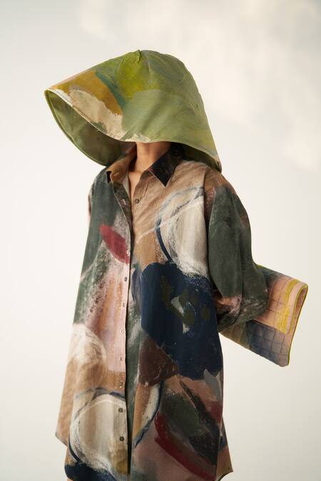 Buy_OFRIDA_Multi Color Cotton Collared Wallflower Dads Hand Painted Shirt Dress _Online_at_Aza_Fashions