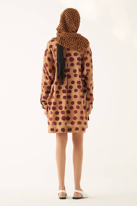 Shop OFRIDA Yellow Cotton, Linen Collared Sundae Polka Dot Print Shirt With Shorts at Aza Fashions Shop_OFRIDA_Yellow Cotton, Linen Collared Sundae Polka Dot Print Shirt With Shorts_at_Aza_Fashions