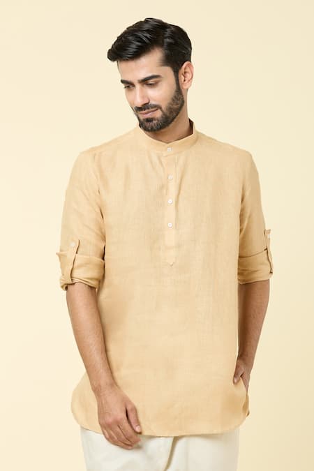 Arihant Rai Sinha Linen Mandarin Collar Kurta 