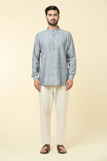 Buy_Arihant Rai Sinha_Grey Linen Short Kurta 