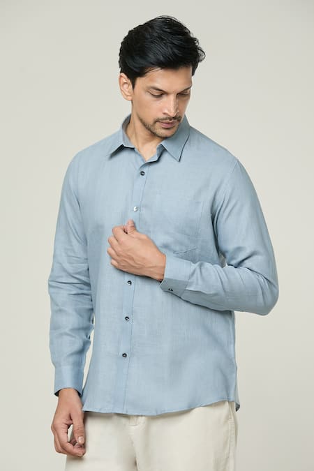 Arihant Rai Sinha Pocket Detail Button Down Linen Shirt 