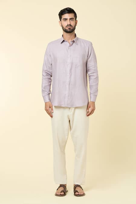 Aryavir Malhotra Purple Linen Full Sleeve Shirt Online at Aza Fashions Aryavir Malhotra_Purple Linen Full Sleeve Shirt _Online_at_Aza_Fashions