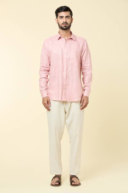 Arihant Rai Sinha_Pink Linen Shirt _Online_at_Aza_Fashions