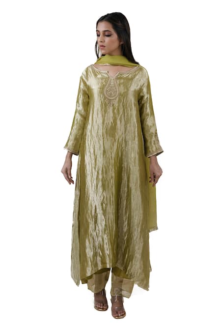 Bhavik Shah Aari Embroidered A-Line Kurta Set 