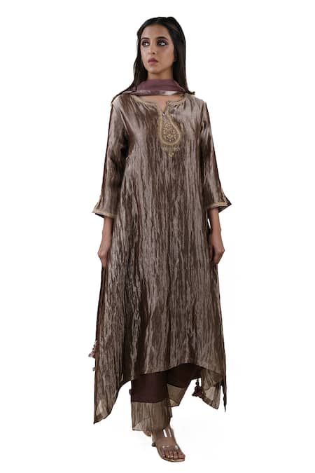 Bhavik Shah Hand Embroidered A-Line Kurta Set 