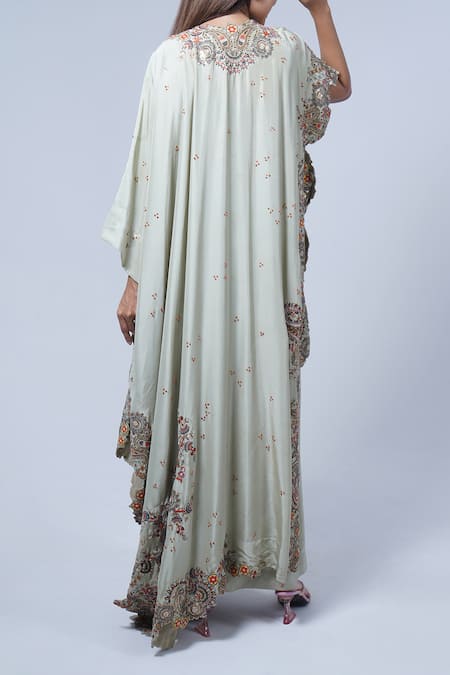 Anamika Khanna Jade Embroidered Kaftan & Draped Skirt Set 