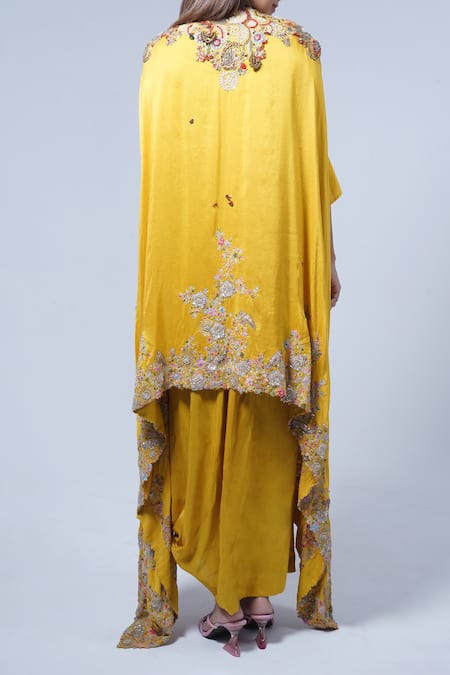 Anamika Khanna Kesar Embroidered Kaftan & Draped Skirt Set 