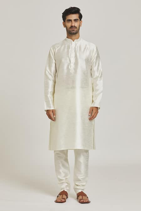 Arihant Rai Sinha_Yellow Jacquard, Silk Embroidery Floral Bundi And Kurta Set _Online_at_Aza_Fashions