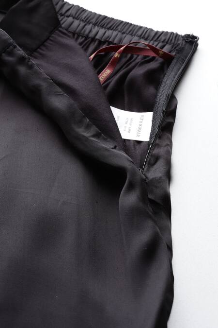 Shop_Ritu Kumar_Black Viscose Solid Draped Asymmetric Pant_Online_at_Aza_Fashions